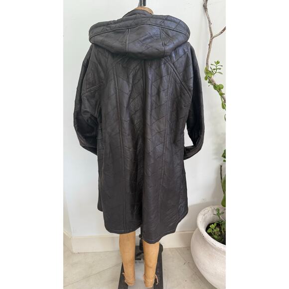 Vintage Shearling Patchwork Leather Coat Fur Interior70s-Style Statement - Picture 8 of 8